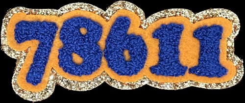 78611 Chenille Sticker - Org/Blue