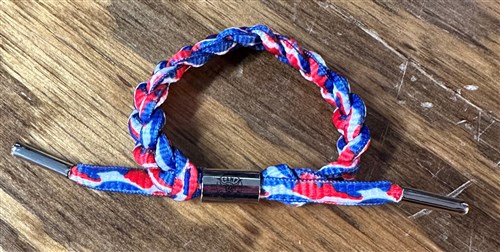 Camp Jewelry:  4th of July Shoestring Bracelet