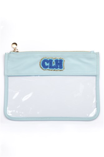 Bag:  Clear nylon bag w/ chenille letters